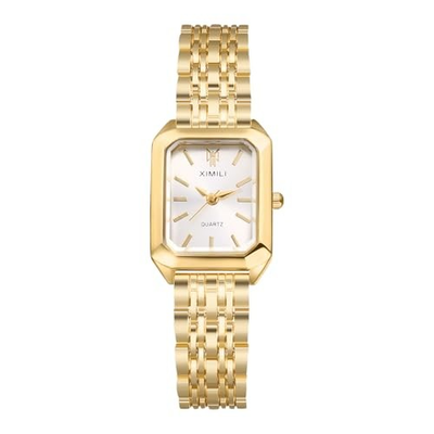 #ad Square Womens Watch: Elegant Rectangular Bar Scale Dial Analog a.Gold Tone $24.66