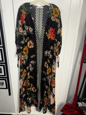 Johnny Was MIA Border floral long Kaftan Maxi dress 30 silk Sz XL