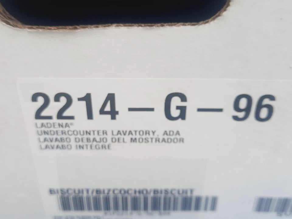 Pia de banheiro Kohler 2214-G-96 Ladena Undercounter BISCOITO VIDRO TRASEIRO ~NOVO~ - Imagem 3 de 4