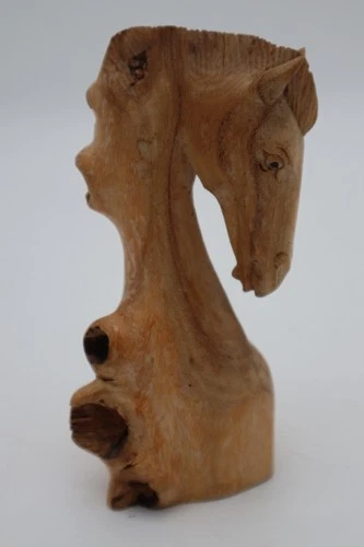 Vtg MINI Parasite Burl Wood HORSE Carving Realistic Hand carved Folk Art 5.5"x2"