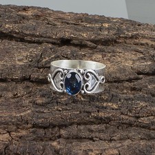 Valentines Deal 925 Sterling Silver Natural London Blue Topaz Band Ring Jewelry