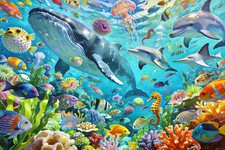 100 Pieces Kids Puzzles Colorful Underwater Sea World Ocean Animals Jigsaw
