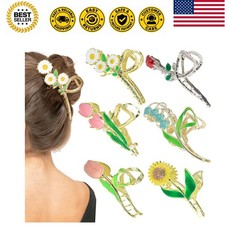 6 Pcs Flower Claw Clips for Women  Cute Hair Clips Large Strong Metal Butterfl...