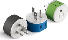Australia, New Zealand, China Power Plug Adapter with 2 USA Inputs - Travel 3 Pa