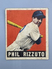 1948-1949 Leaf #11 PHIL RIZZUTO Baseball Card New York Yankees ROOKIE HOF. rookie card picture