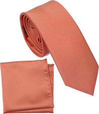 Boy'S Solid Tie with Pocket Square Set, Regular Necktie for Children and Kids, S