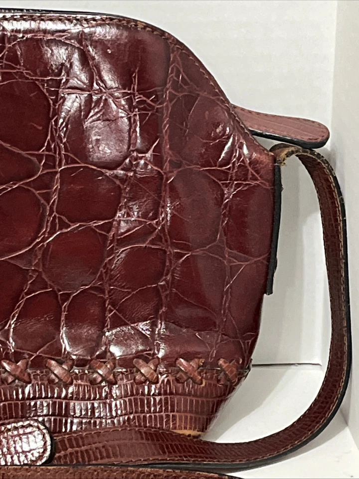 Valerie Stevens винтажный бедствия кожи крокодила наплечная сумка сумочка регулируемый - Изображение 4 из 4