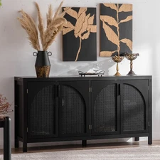 Modern Storage Sideboard Buffet Cabinet W Artificial Rattan Door