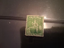 TRININDAD #24 6 PENCE DEEP GREEN 1859 HIGH CV$100 (LOT 81)