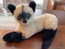Vintage 1973 Dakin Siamese Cat 14  Plush Lying W Blue Eyes Has Whiskers RARE 