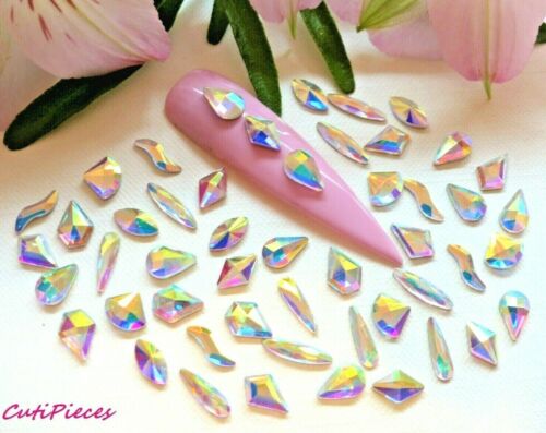 50/100 piezas 3D arte en uñas gema punta de lanza diamantes de imitación plateados AB de alta calidad - Imagen 2 de 2