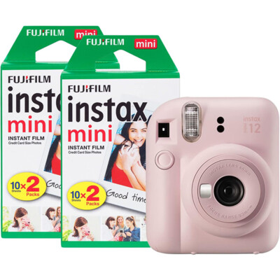 Fujifilm Instax Mini 12 Pink + 2 Filme mit 20 Fotos, Sofortbildkamera