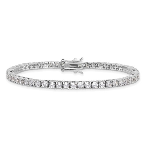 Sterling Silver Brilliant-cut Cubic Zirconia Tennis Bracelet 7" for Women 7.51gm - Picture 3 of 5