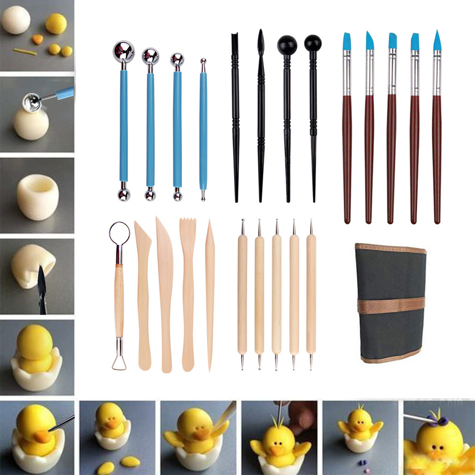24x Wooden Carving Set Pottery And Clay Sculpting Shaping Tools Ceramic