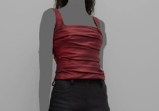  588 Rozie Corsets Women's Red Satin Draped "Taffeta" Corset Top Size 42