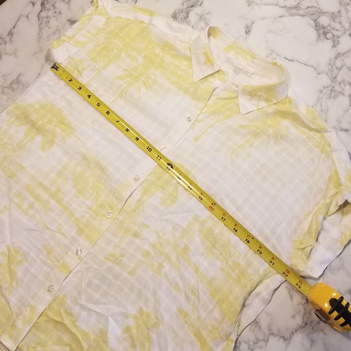 Jane + Delancey Blouse Large Striped Button Up Collared Short Sleeve Floral V-5 - Picture 8 of 9