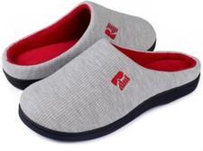 NEW RockDove women's two tone memory foam slipper; light gray/red