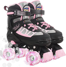 Adjustable Kids Roller Skates with Light-Up Wheels for Indoor Outdoor Fun