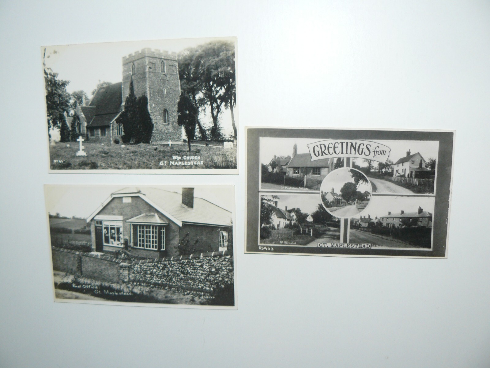 Post Office Great Maplestead nr Halstead Real Photo Postcard & 2 other