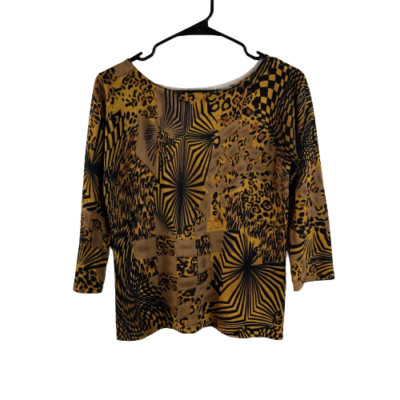 JOSEPH A Qu'Est-Ce Que C'Est Silk? Animal Print 3/4 Sleeve Medium