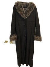 Nordstrom’s Ua Utex Design Full Length Black Faux Fur Shearling Coat Medium Euc