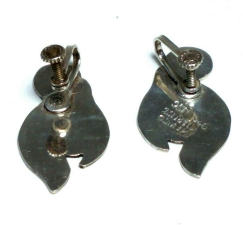 Mexico Sterling Silver Earrings Cuernavaca 925 Screw Back Abalone JSC Vintage - Picture 6 of 8