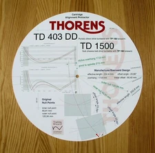 Thorens TD 403DD & TD 1500 Turntable Tonearm Cartridge Alignment Protractor