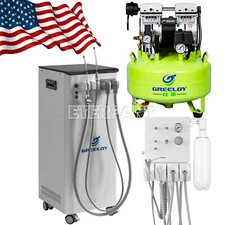 Dental Suction Unit with Vacuum Pump/24L Oil-Free Air Compressor/Air Turbine 4H