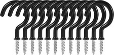 12 Pack 2 Inch Black Ceiling Hooks Heavy Duty Steel Rubber Coated For Storage