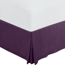 39''x75''Twin , Solid Purple Bed Skirt Quadruple Pleated Ruffle Drop to 15 Inch