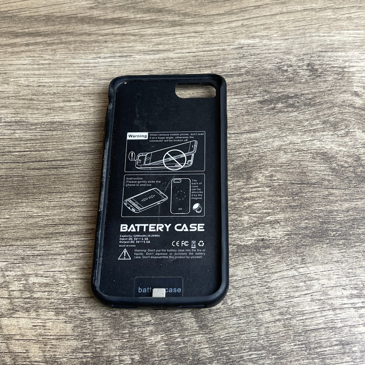 Black 5200mAh Backup Power Bank Battery Case for Apple iPhone 6s