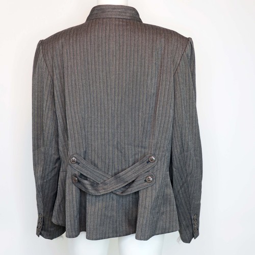 Lane Bryant Mandarin Collar Blazer Gray Pinstripe Career Jacket $90 Women's 18 - Picture 3 of 6