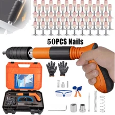 Powerful Concrete Nail Gun Air Nailer Nail Wall Fastening Tool+50PCS Round Nails