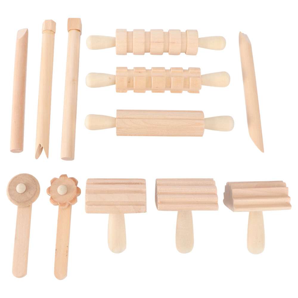 Wood Playdough Pottery Stamps for Clay Tools Manual DIY Children's Mason