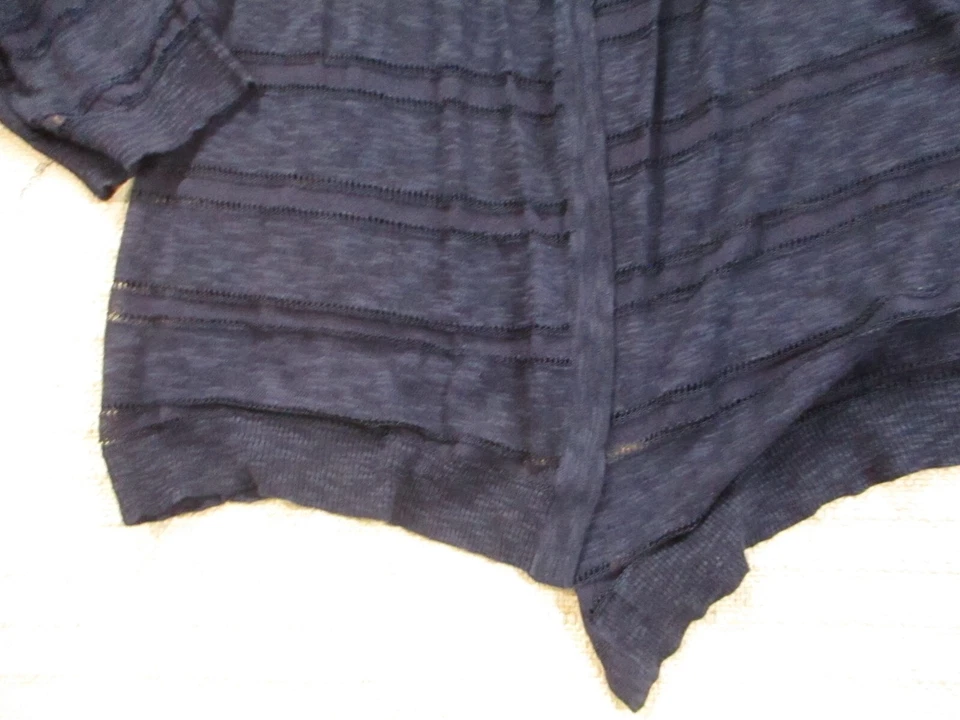 Charter Club Womens Jacket XXL Blue Striped Lightweight Open Long Sleeve Cotton - Image 4 of 4