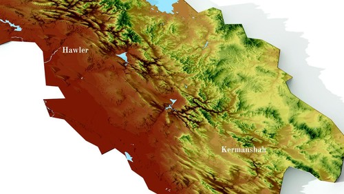 Kurdistan Map, Kurdistan 2D Relief Map, Kurdistan Vintage Map - 2D Flat - Picture 8 of 10