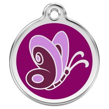 RedDingo Hundemarke Schmetterling Purple Gravur personalisierbar Hund ID Tag