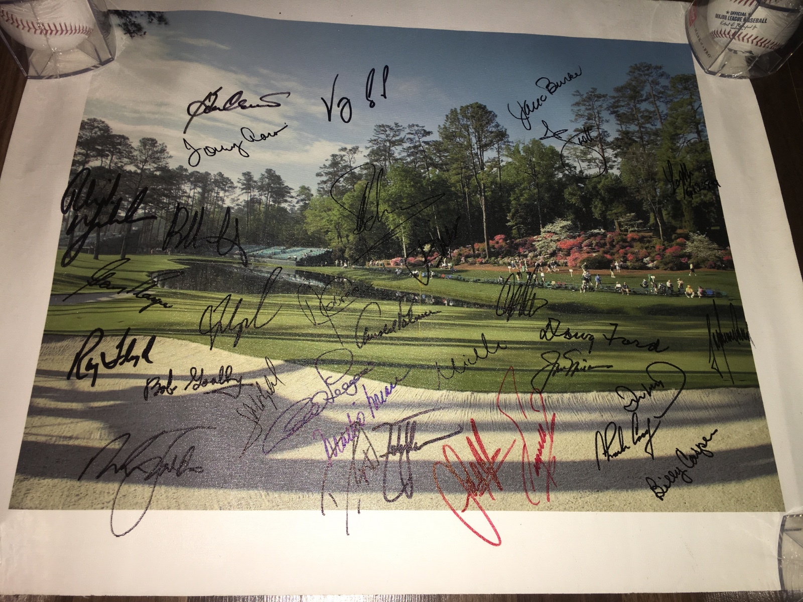 Arnold Palmer Autographed Signed 32 Masters Champs Masters 16x20 Canvas PSA DNA 
