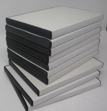 10 Ten Empty Black DVD Cases Replacement Boxes Wrap Around White Sleeves