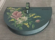 Shabby Chic Metal Crumb Catcher Silent Butler Painted Blue With Flowers