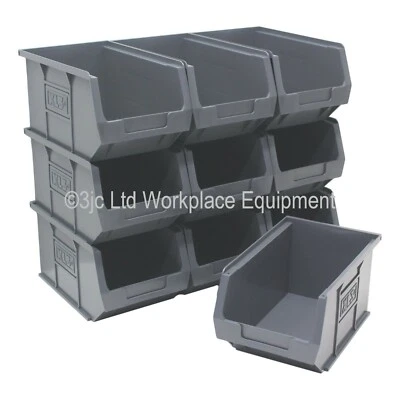NEW British Made 100% Recycled Plastic Parts Storage Bins Boxes Box 10 x Size 3