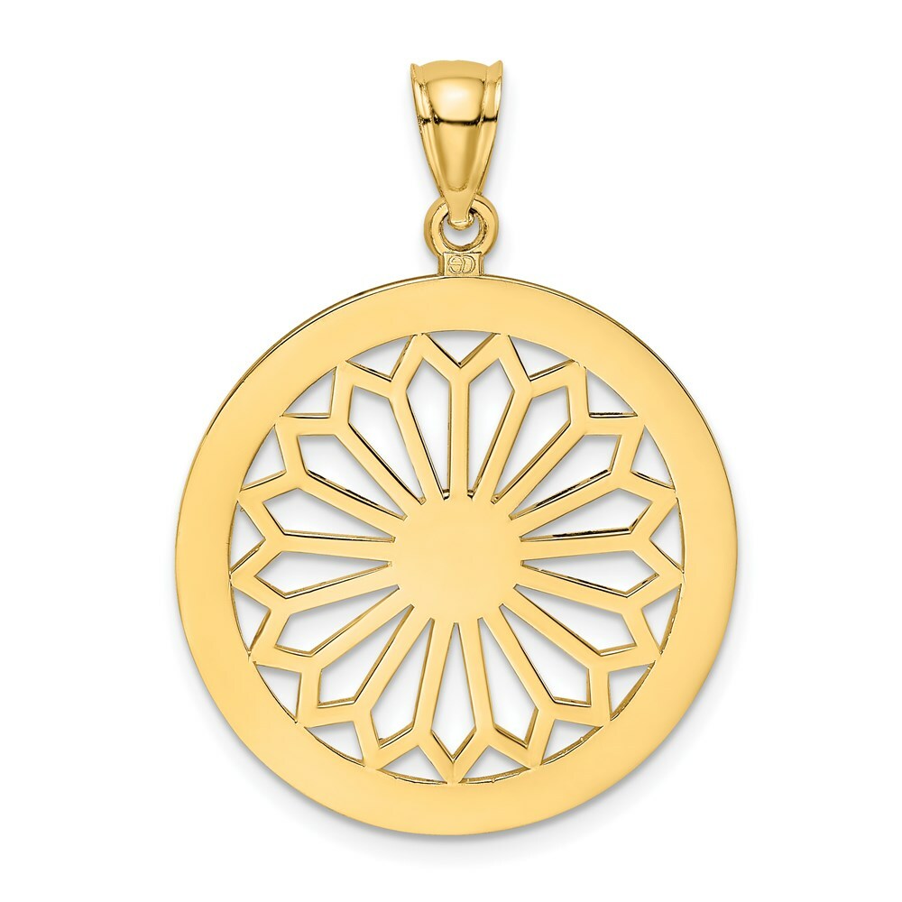★daisy★✾14kgf 14K Yellow Gold Retro Daisy In Round Frame / Gate Jewelry Pendant