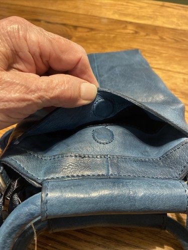 Latico NJ USA Crossbody Handbag Leather Dark Blue Star Stitched New With Tags - Picture 6 of 8
