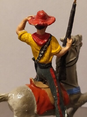 Figurines Chialu Cavaliers Cowboys - Composition Américaine époque Elastolin - 9,5 Cm