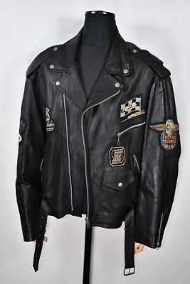 Vintage LEE TREVOR Leather Motorcycle BikerJacket Rollfast Indian