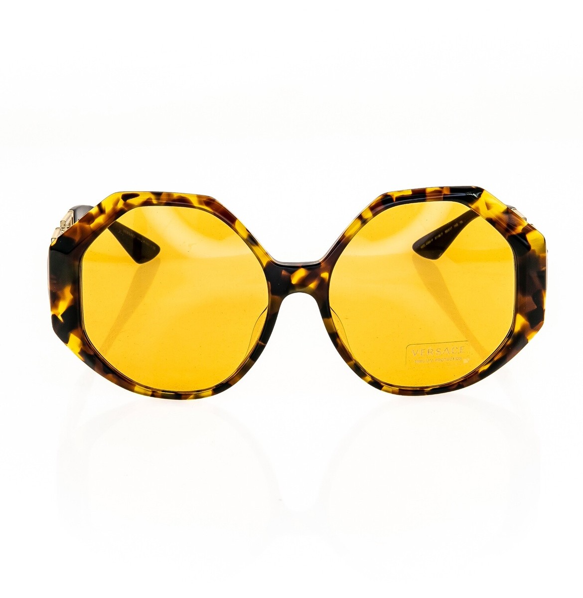 VERSACE Medusa Gold Greca Removable Chain Havana Runway Sunglasses