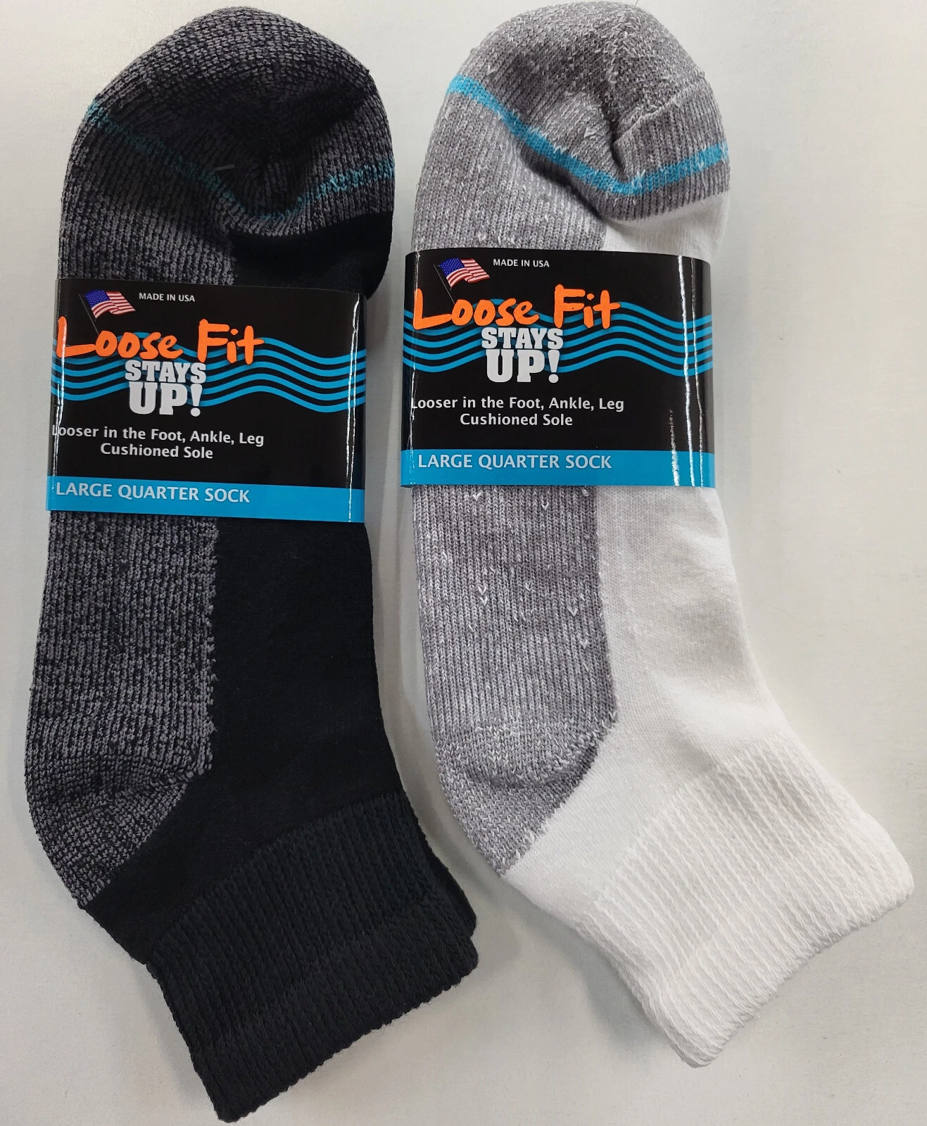 LOOSE FIT STAYS UP ANKLET QUARTER SOCKS 3-PACK Choose Size and Color!