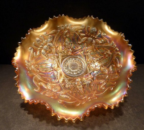 Northwood Carnival Wishbone Marigold Footed Bowl - MINT (A) - Picture 5 of 6