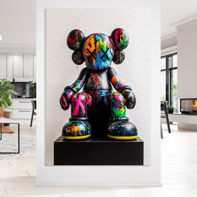 Wandbild Kaws - Bearbrick Bear, Pop Art, Graffiti kunst, LeinwandKunst, Deko