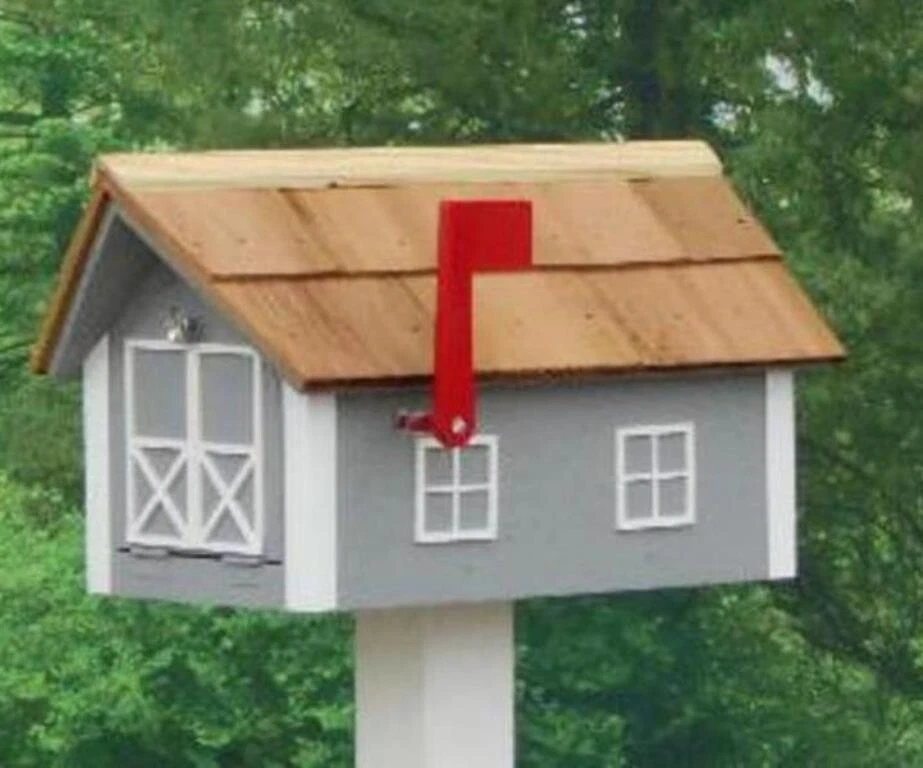 Amish Barn Mailbox Cedar Wood Painted Barn Mailbox 22.5" x 14.5" x 13" - Image 3 of 4